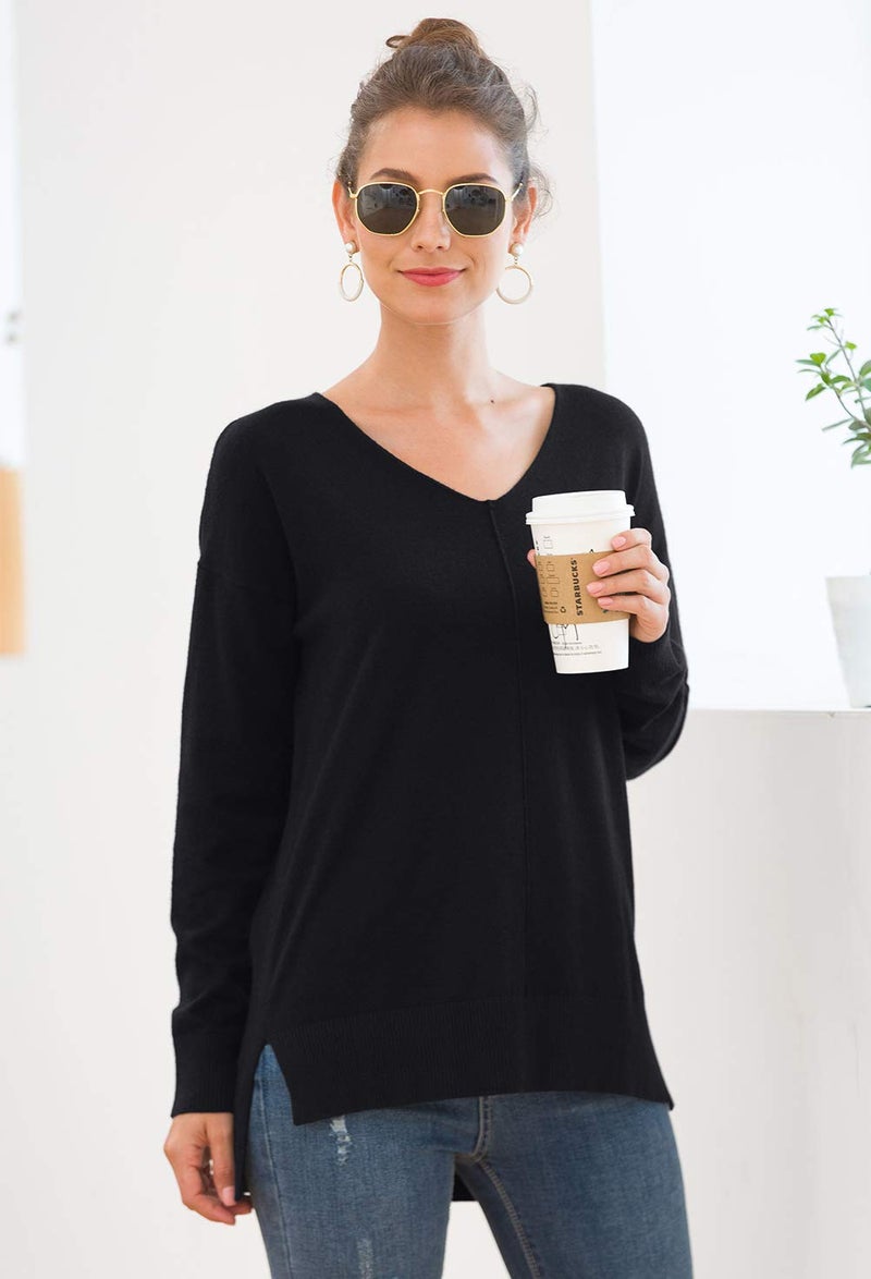 Jouica Women's Cozy Sweater with Ribbed Hemline and Sleeve Hems,Black,Medium - Image 3